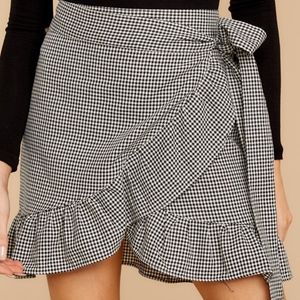 Black Gingham Wrap Skirt